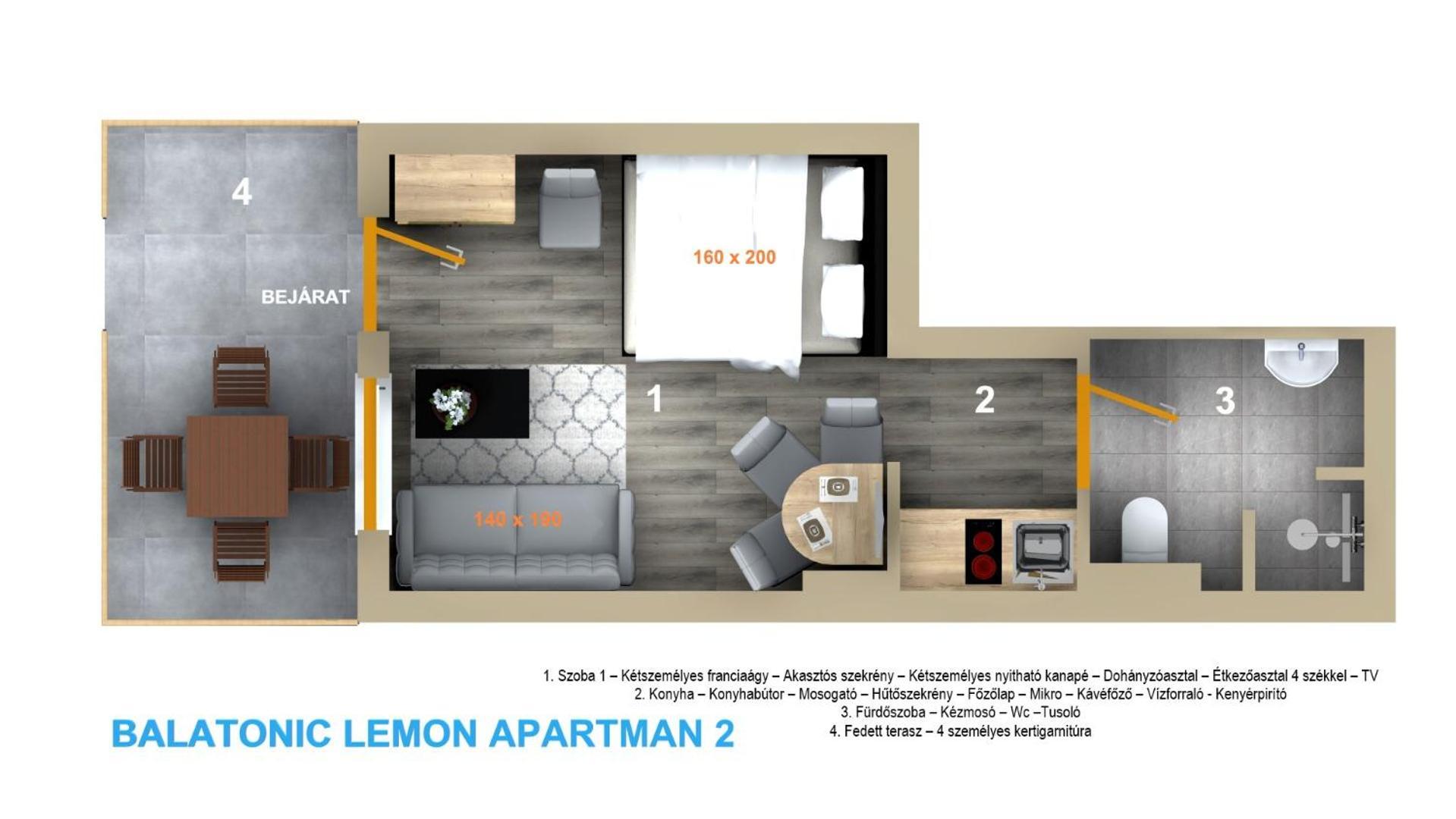 Balatonic Lemon Apartmanhaz Siófok Habitación foto