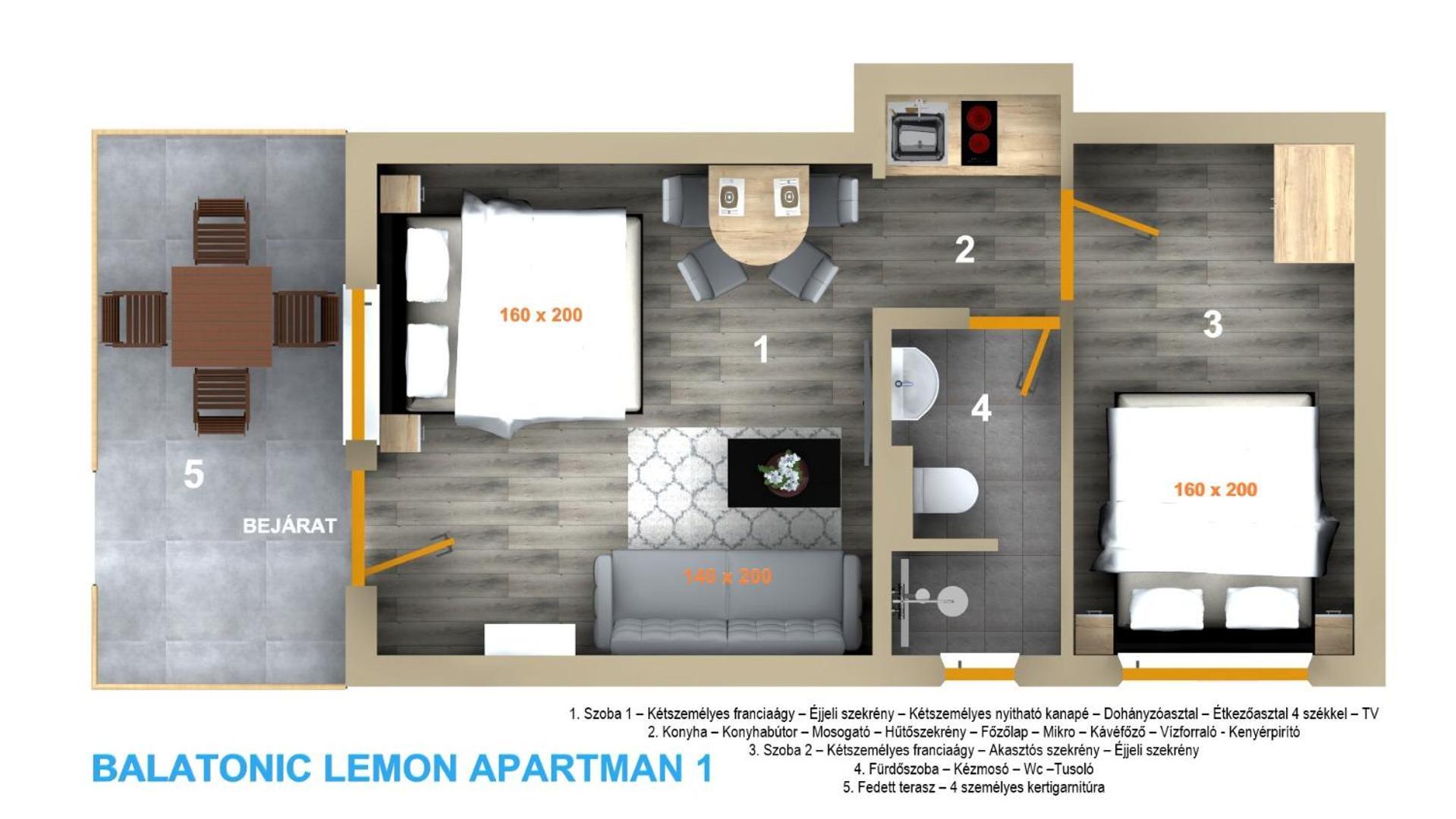Balatonic Lemon Apartmanhaz Siófok Habitación foto